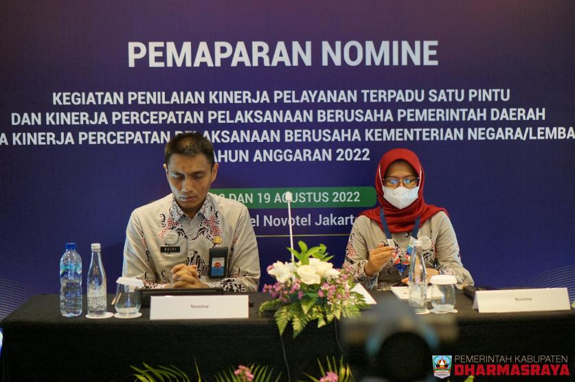 DPMPTSP DHARMASRAYA MELAKSANAKAN PEMAPARAN 8 BESAR NOMINE TERBAIK PENILAIAN KINERJA PTSP & PPB TAHUN 2021 SE-INDONESIA  KATEGORI PEMERINTAH DAERAH