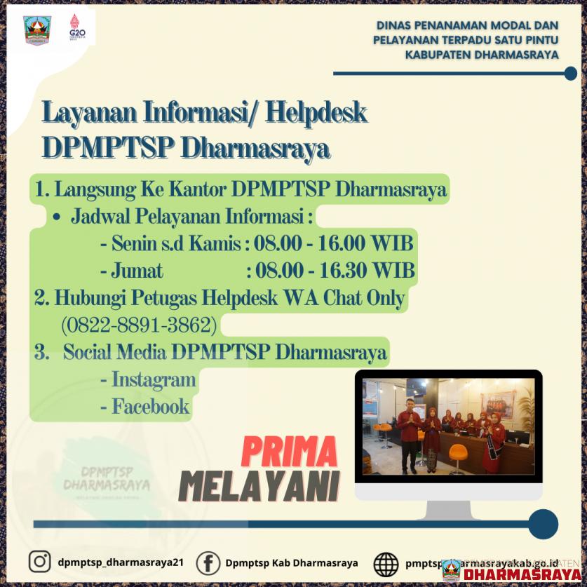 TAK PERLU RAGU, HUBUNGI LAYANAN INFORMASI KAMI TERKAIT PENANAMAN MODAL DAN PERIZINAN DI KABUPATEN DHARMASRAYA