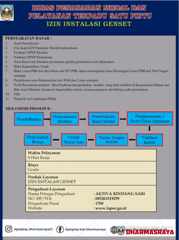 IZIN INSTALASI GENSET