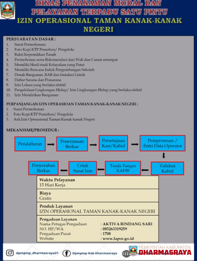 IZIN OPERASIONAL TAMAN KANAK-KANAK